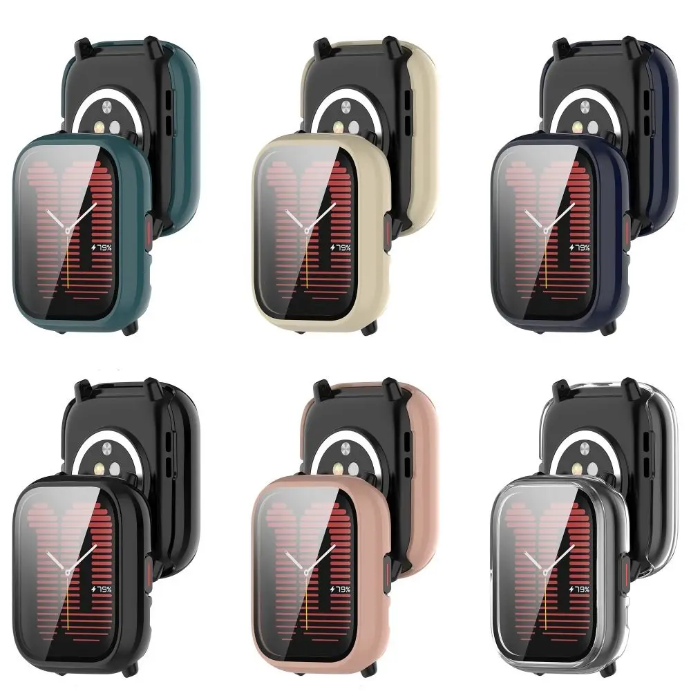 New PC+Tempered Protective Case Full Cover Watch Screen Protector Smart Accessories Cover Shell for Amazfit Active