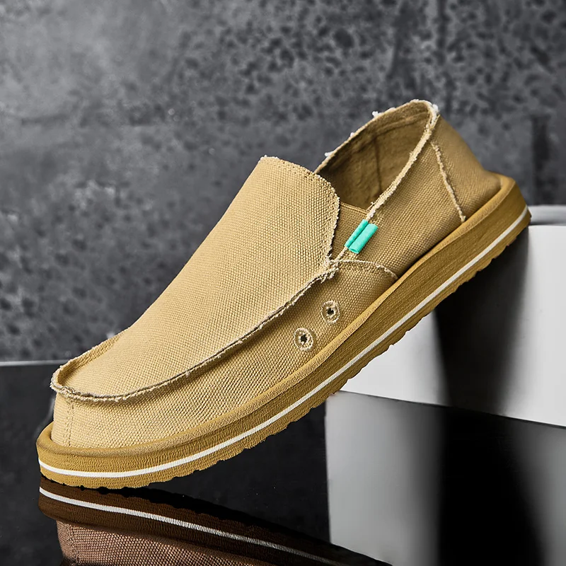 New Summer Men Canvas Shoes Breathable Denim Canvas Casual Shoes Men Loafers Comfortable Ultralight Lazy Boat Shoes Big Size 48