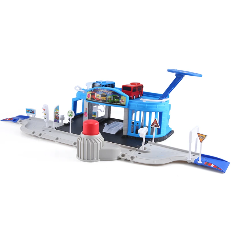

Cartoons the Little Bus Set Assembled Bus Station Parking Lot Car Runway Model with 2 Mini Bus [wvrae toy]