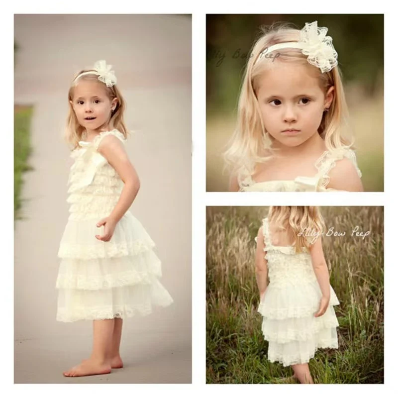 

Lace Baby Girls Dress Summer Style Sleeveless Shoulderless Fluffy 3 Layer Flower Princess Pageant Party White Wedding Baby Dress