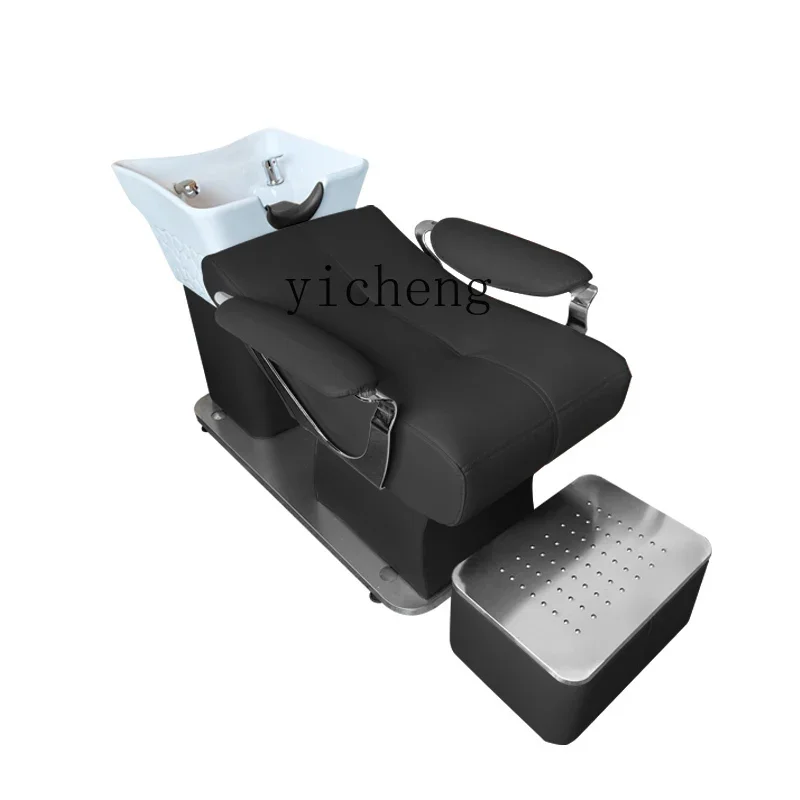 AA Hair salon special semi-lying hair shampoo bed ceramic basin hair salon flush bed barber shop shampoo bed