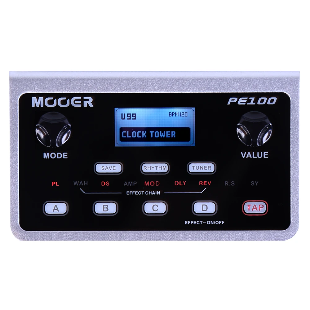 MOOER Multi-effects Processor Electric Guitar Effect Pedal 40 Drum Patterns 10 Metronomes Tap Tempo 39 Types of Effect PE100