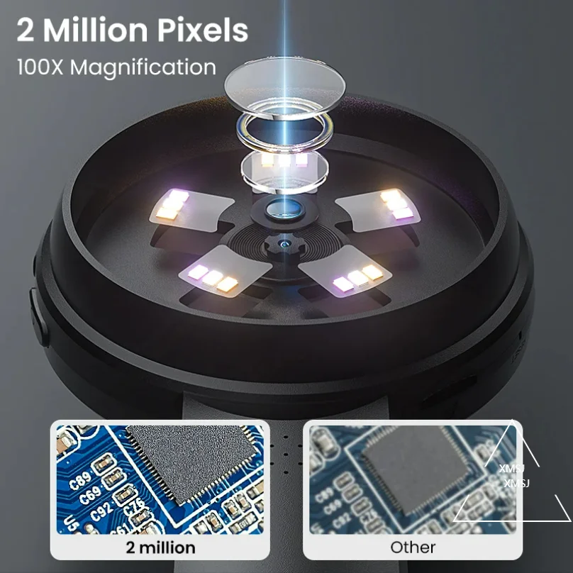 Lente d'ingrandimento digitale IPS da 2,8 '' HD 1080P 100X Microscopio portatile Lente d'ingrandimento portatile per riparazione elettronica Controllo gioielli