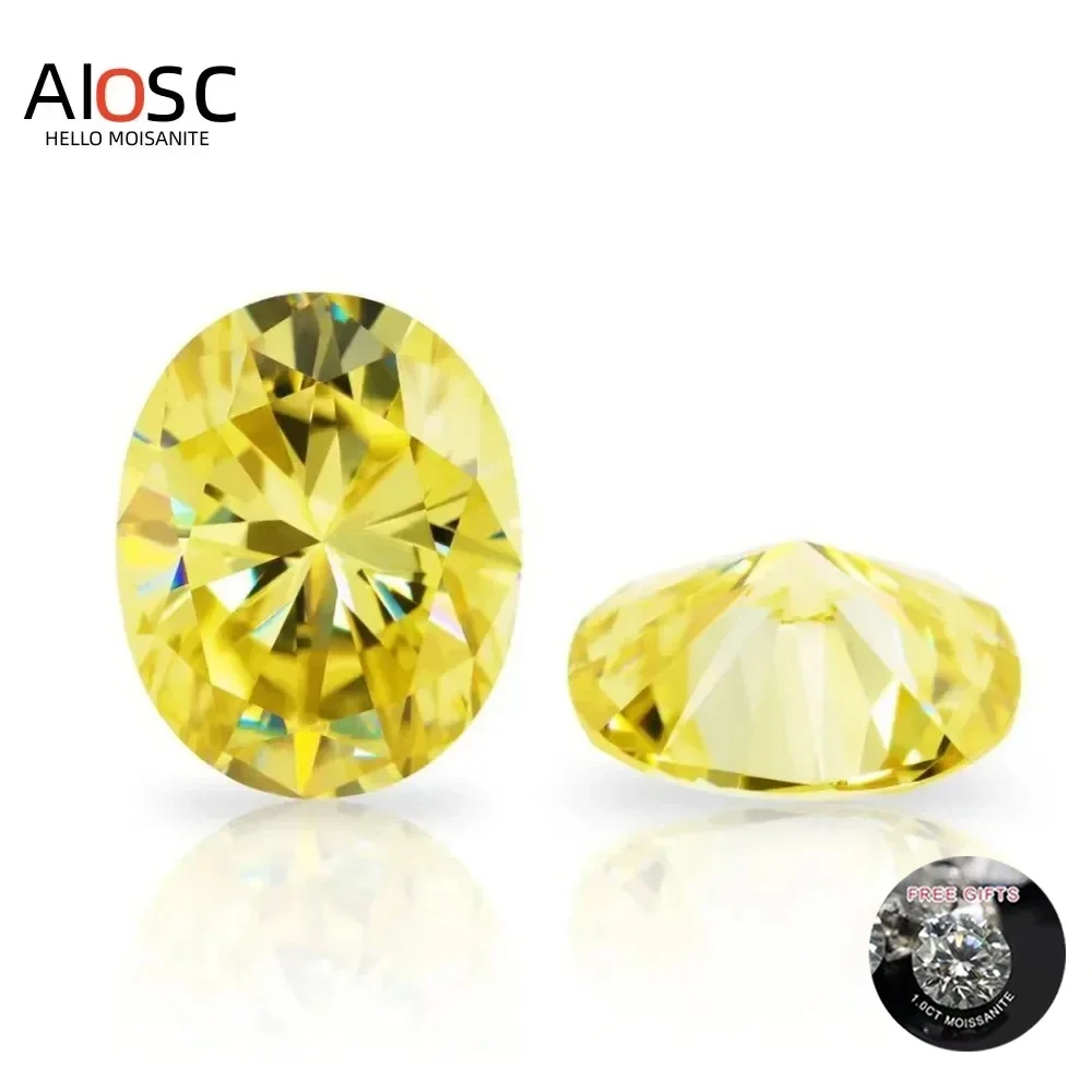 

AIOSC Oval Cut Loose Moissanite Stone Yellow Primary Color 0.3~8.0ct Color Shaped with GRA Certificate Pass Diamond Tester Gems