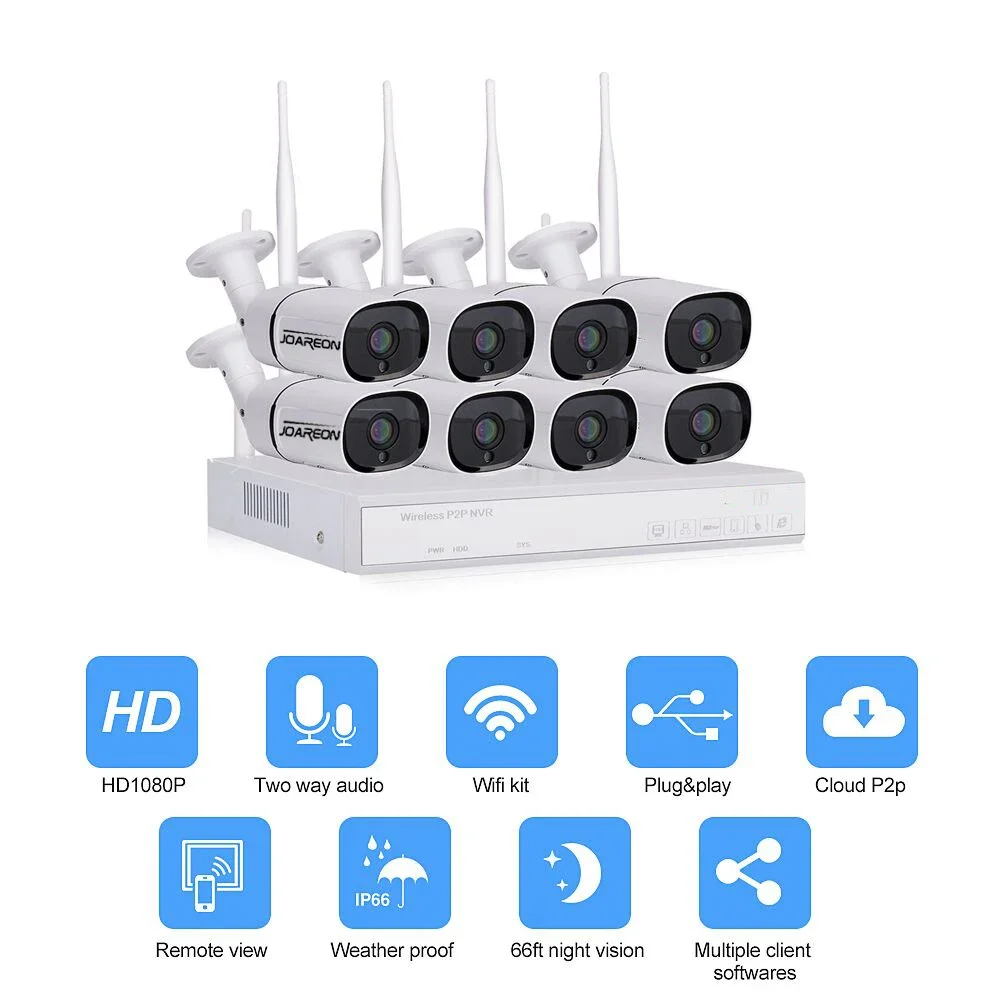 Home Security Camera CCTV System H.265 8CH 1080P CCTV Outdoor Surveillance Wireless NVR Kit