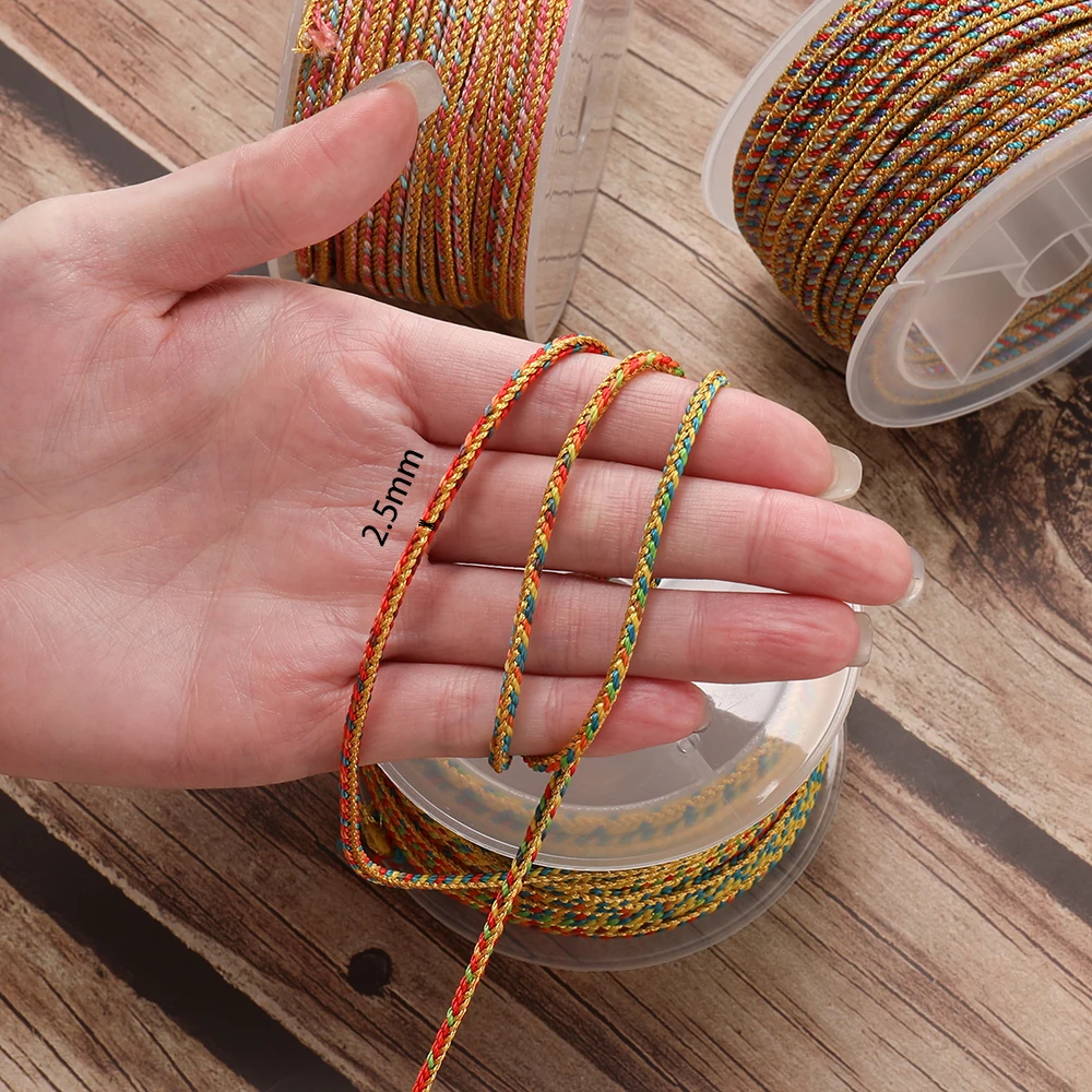 1 Roll About 10m/393.7in Multi-color Polyesters Thread 2.5mm Bead Stringing Cords for DIY Bracelets Necklaces Beads Supplies