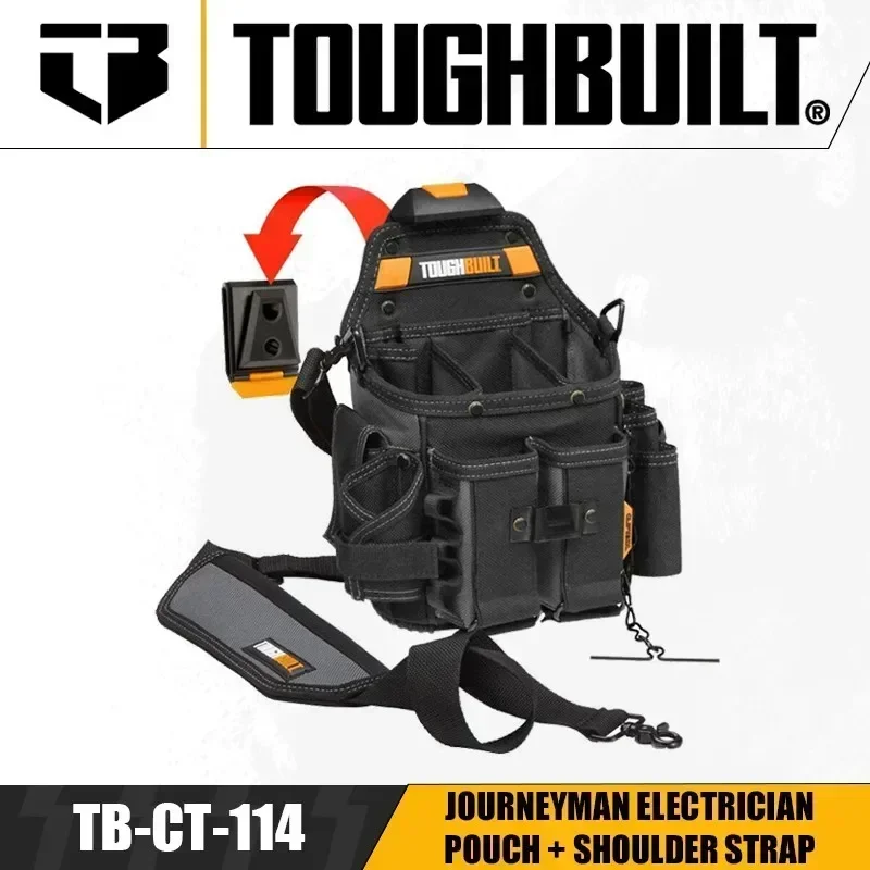 toughbuilt-tb-ct-114-ジャーニーマン電気技師ポーチ-ショルダーストラップ厚みのある大容量収納ウエストパック