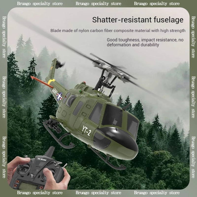 Yuxiang F07 Huey Uh1d Simulação Helicóptero de Controle Remoto Seis Canais 3d Modelo de Helicóptero Sem Escova Para Iniciantes Brinquedo Presente