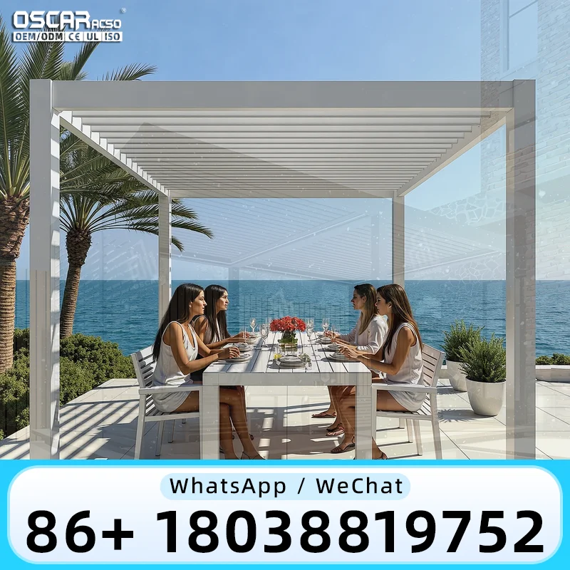 25x25m Aluminum Sun Shade Enclosure System for Balconies Allseason Protection Shade House Shelter US Backyard Patio Terrace perg