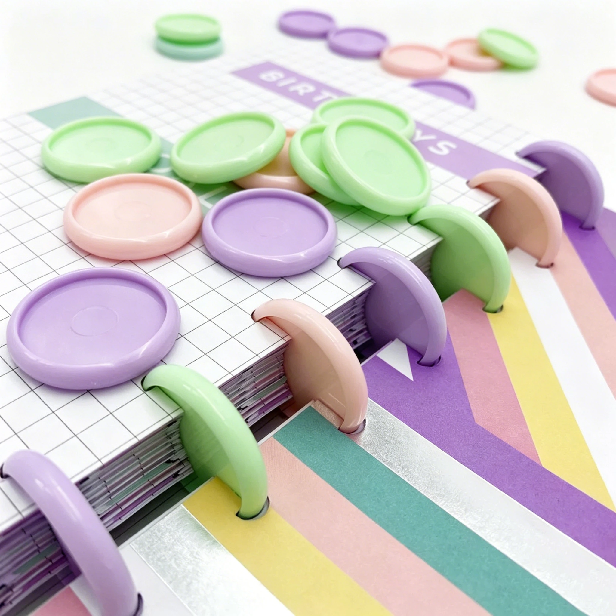 30pcs 30mm Loose-leaf Notebook Mushroom Hole Loose-leaf Binding Ring Plastic Discs Bind Binding Buckle Loose-leaf Ring Buckle