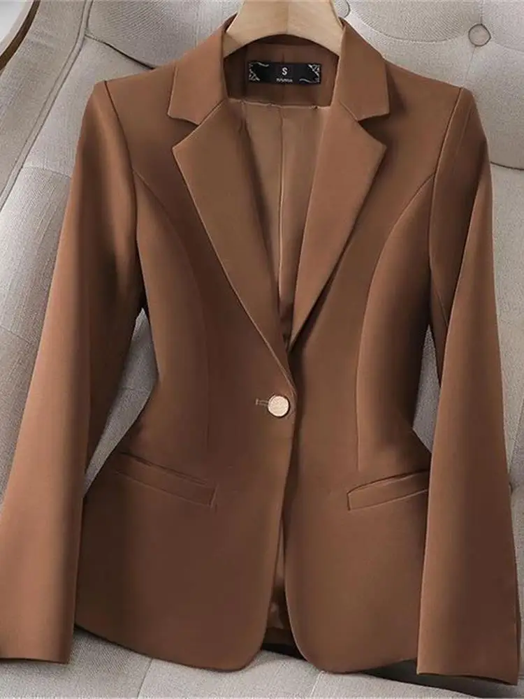 سترة أنيقة على الطراز الكوري غير رسمية ذات قصة ضيقة للربيع والخريف، إصدار جديد من بدلة نسائية رسمية بأكمام قصيرة