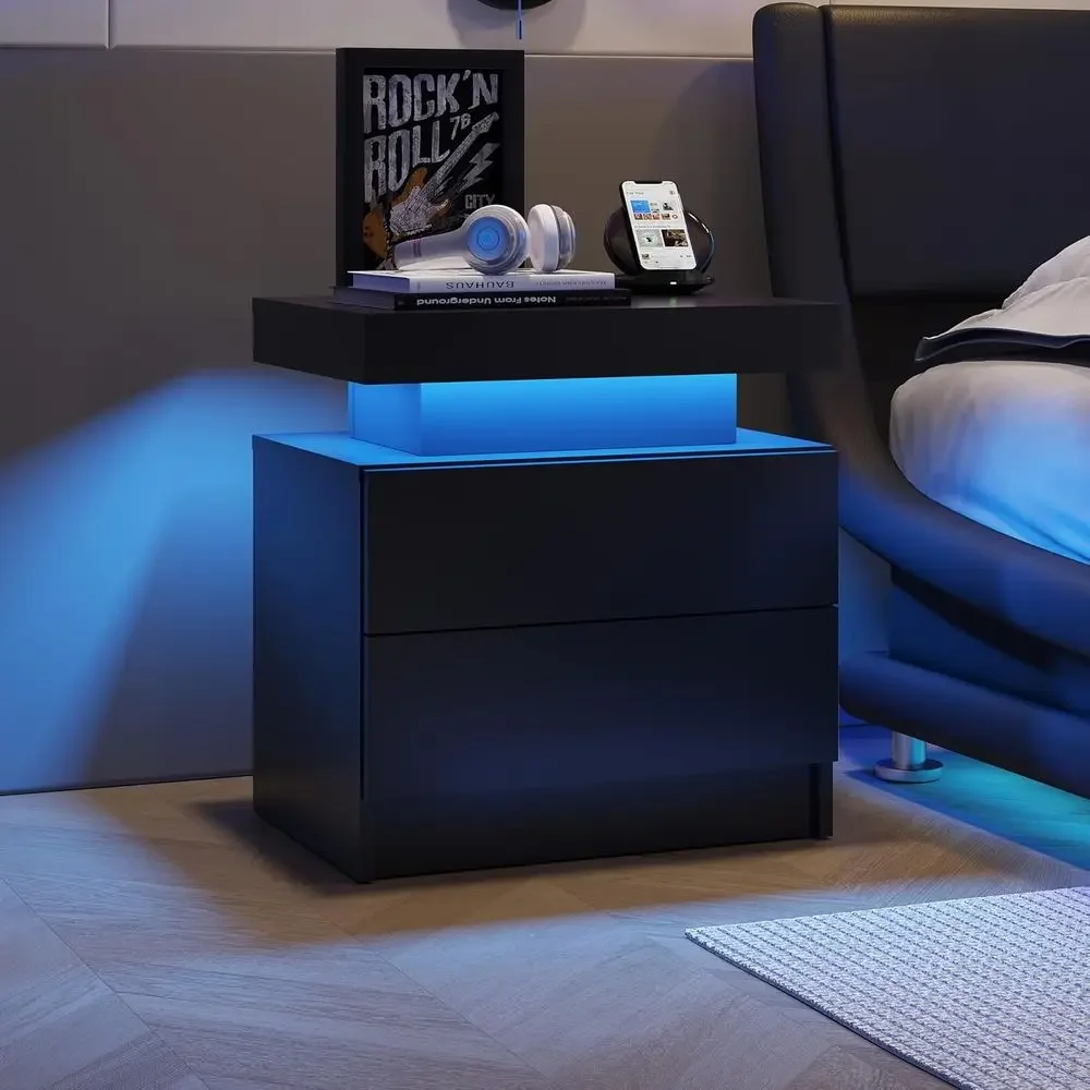 

Contemporary LED-Illuminated Nightstand for Bedrooms and Living Spaces