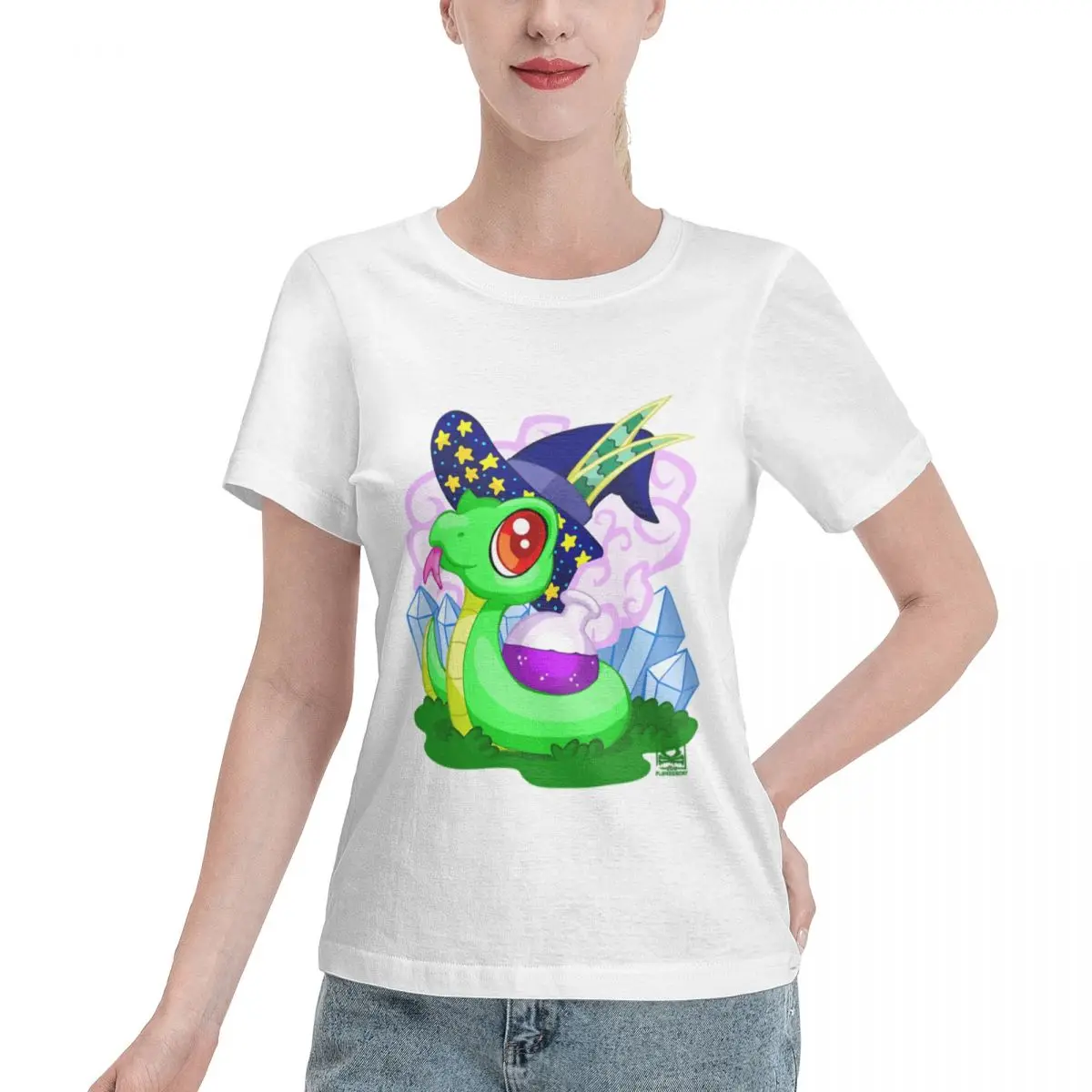 Oversized Option Witch S Familiar Snake Women's T-shirt Casual Street Short Sleeve Casual Top