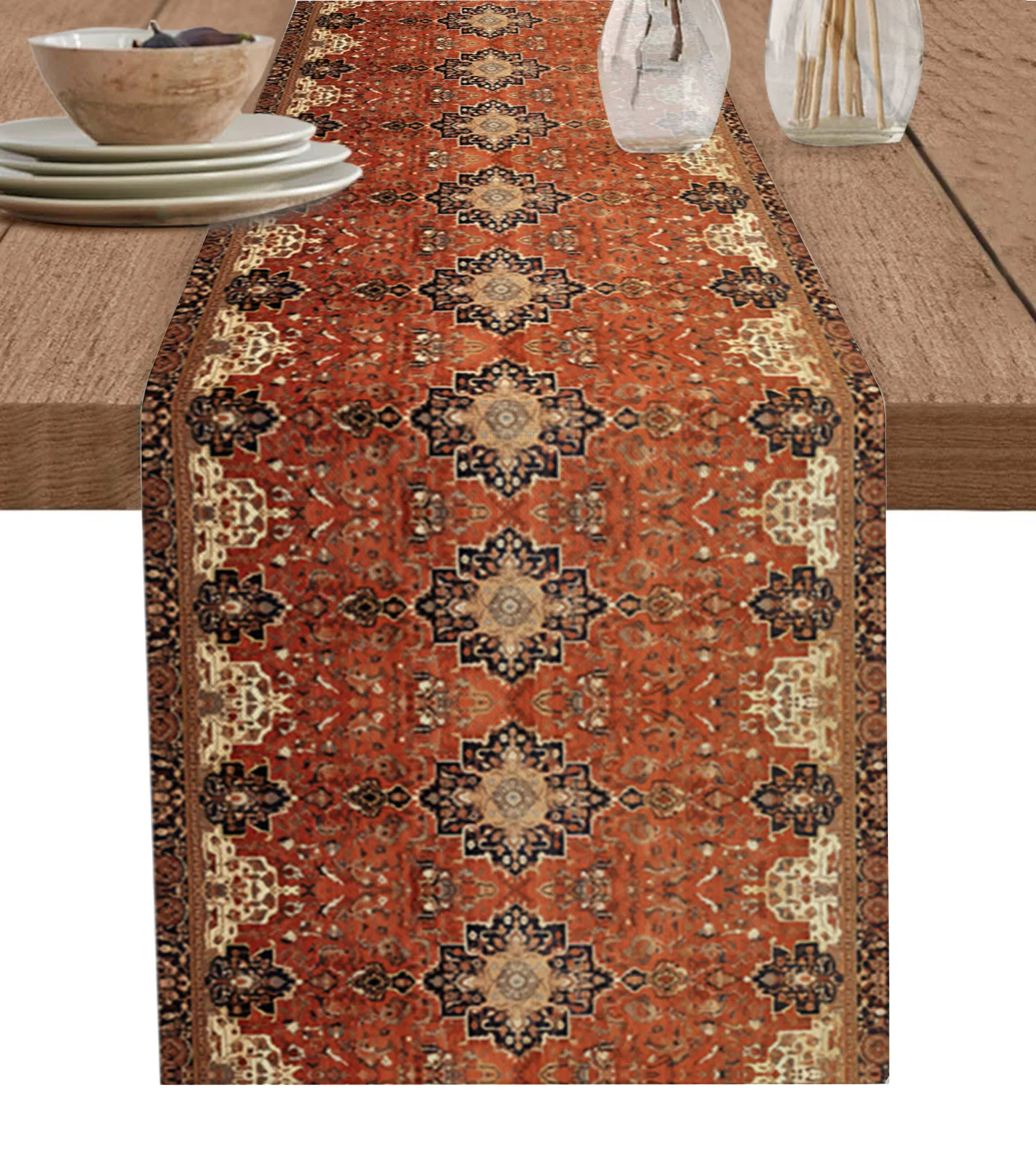 Retro Medieval Turkish Pattern Table Runner Holiday Kitchen Coffee Tablecloth Wedding Home Decoration Table Runner