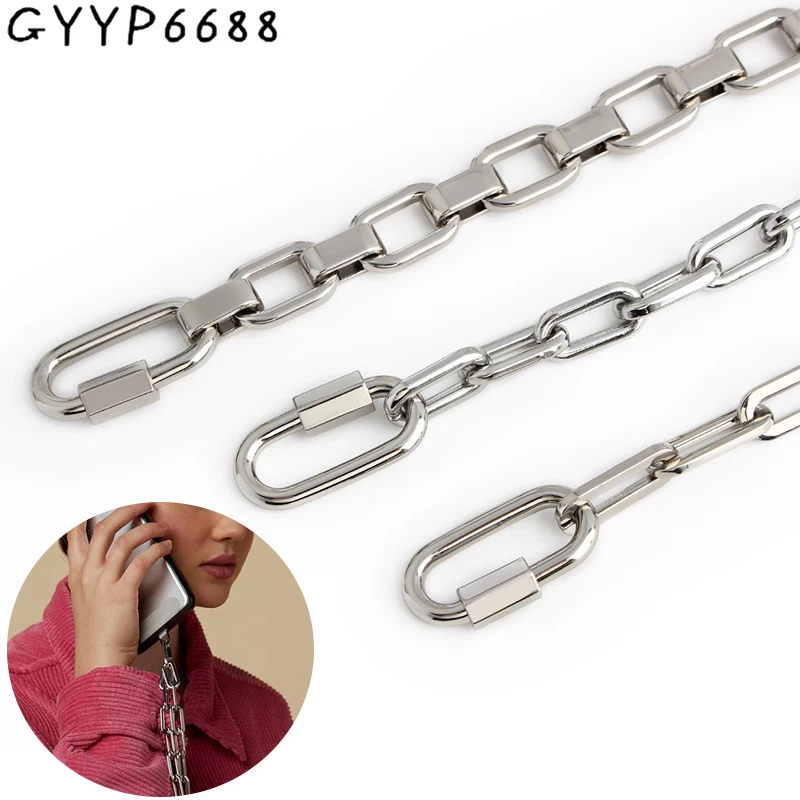 46cm/120cm Silver Open Metal Anti-theft Lanyard Mobile Phone Chains For Necklace Bags Long Rope Portable Pendant Accessories