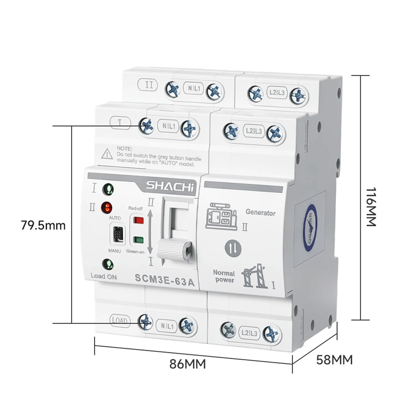 SHACHI ATS Automatic Transfer Switch AC 220V 110V  4P 63A Din Rail Dual Power Electrical Selector Switches Uninterrupted Power