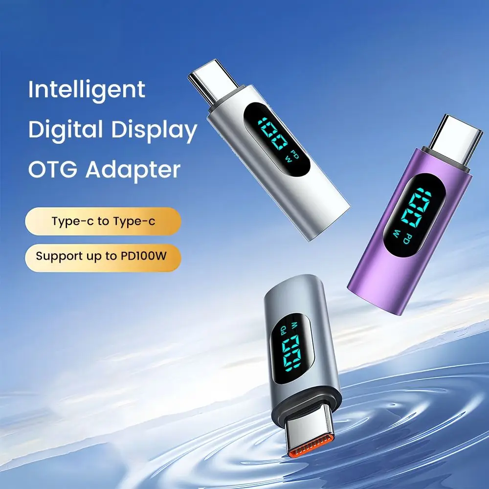 Digital Display USB-C Adapter 480Mbps Data Transmission Type-C Power Meter PD 100W Female to Male OTG Converter Mobile Phone