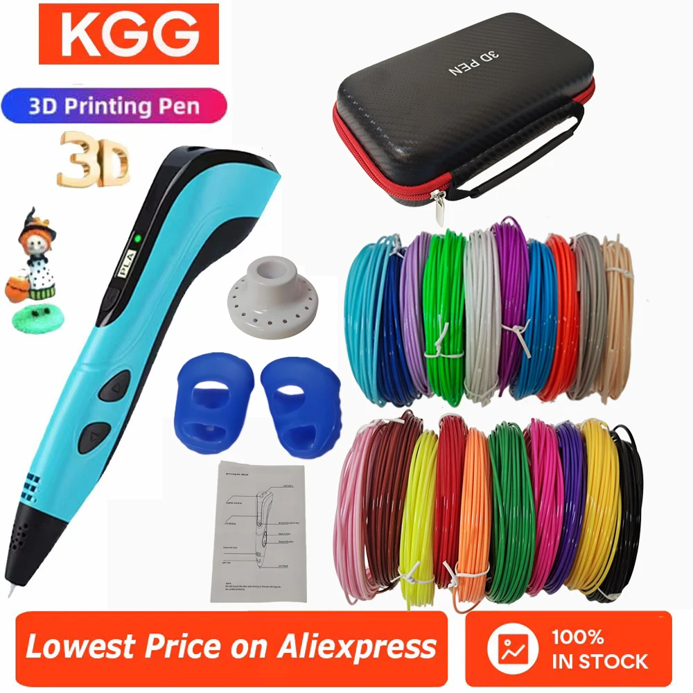 

Набор ручек для 3D-печати с ЖК-дисплеем, кожаная сумка с переменной скоростью PLA Filament, европейский адаптер питания, набор 3D-ручек для детей.