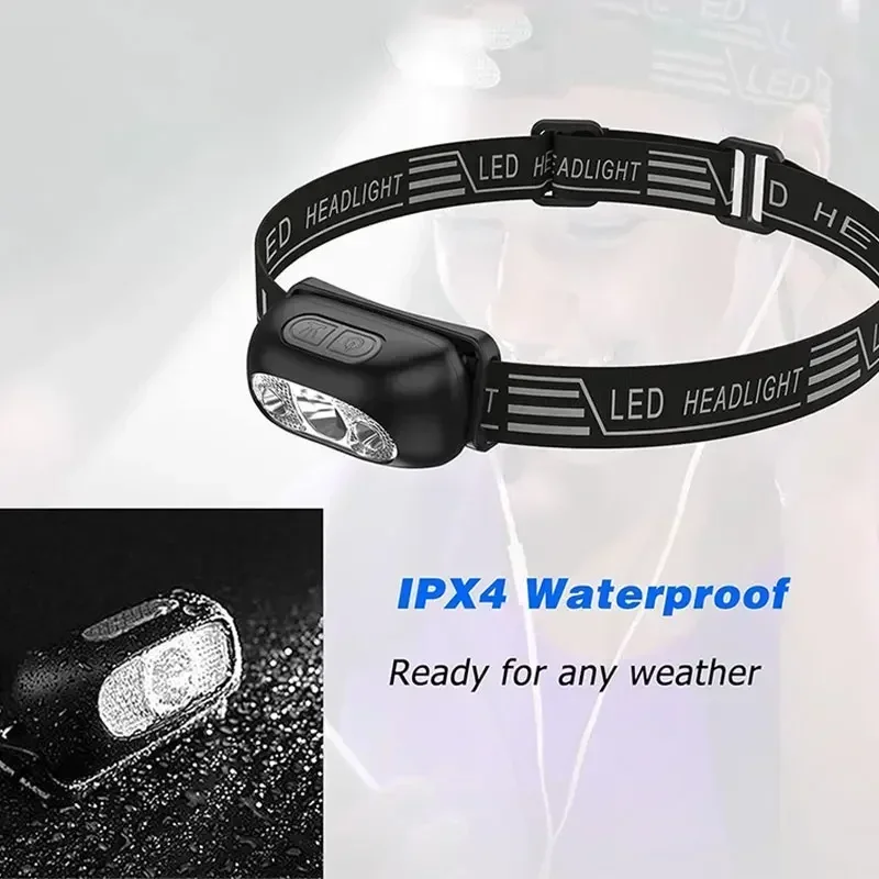 Portable Mini LED Headlamp Strong Light LED Sensor Headlamp Powerful Torch Outdoor Waterproof Camping Hiking Head Flashlight