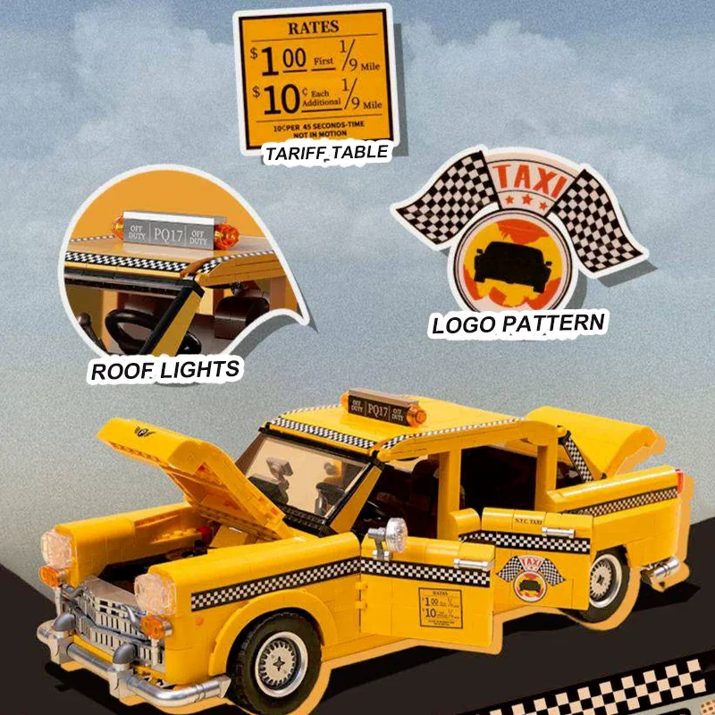 Creativo Esperto MOC Pantasy 85017 New York Taxi Modello di Auto 1800PCS Building Blocks Mattoni Puzzle Giocattoli per I Bambini Bambini Ragazzi Regalo