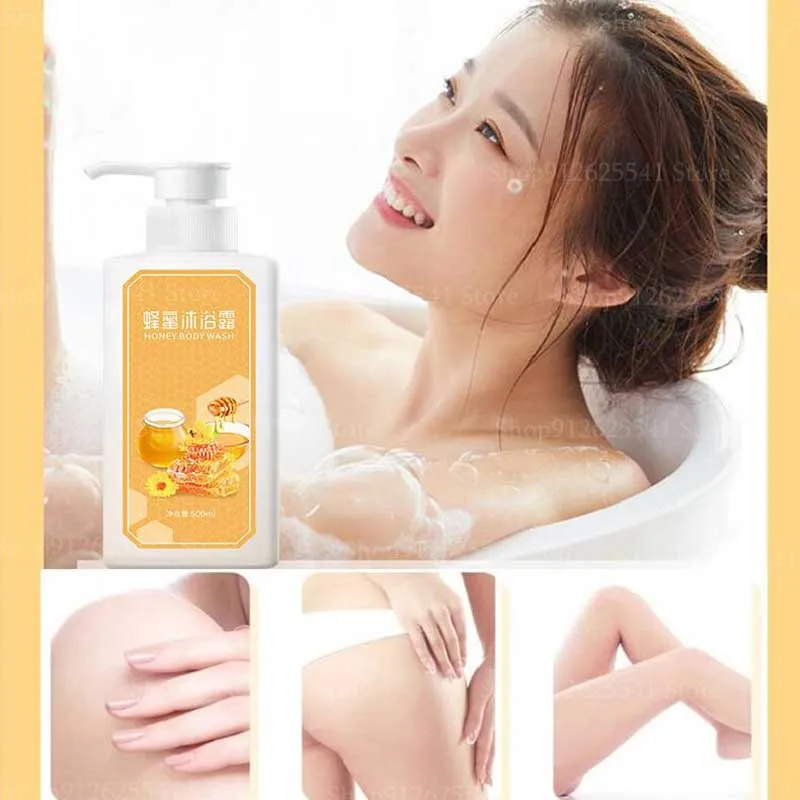 500ml Honey Shower Gel Body Wash Bath Whitening Long Lasting Fragrance Oil Control Refreshing Nourishing and Moisturizing