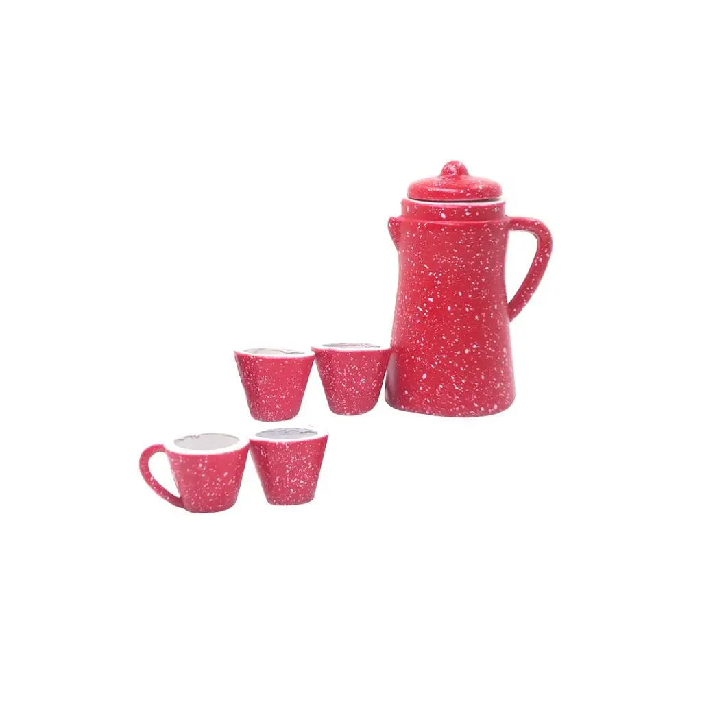 1:12 Dollhouse Ceramic Porcelain Kettle Cups set Kitchen Doll Kid PREREND Toy