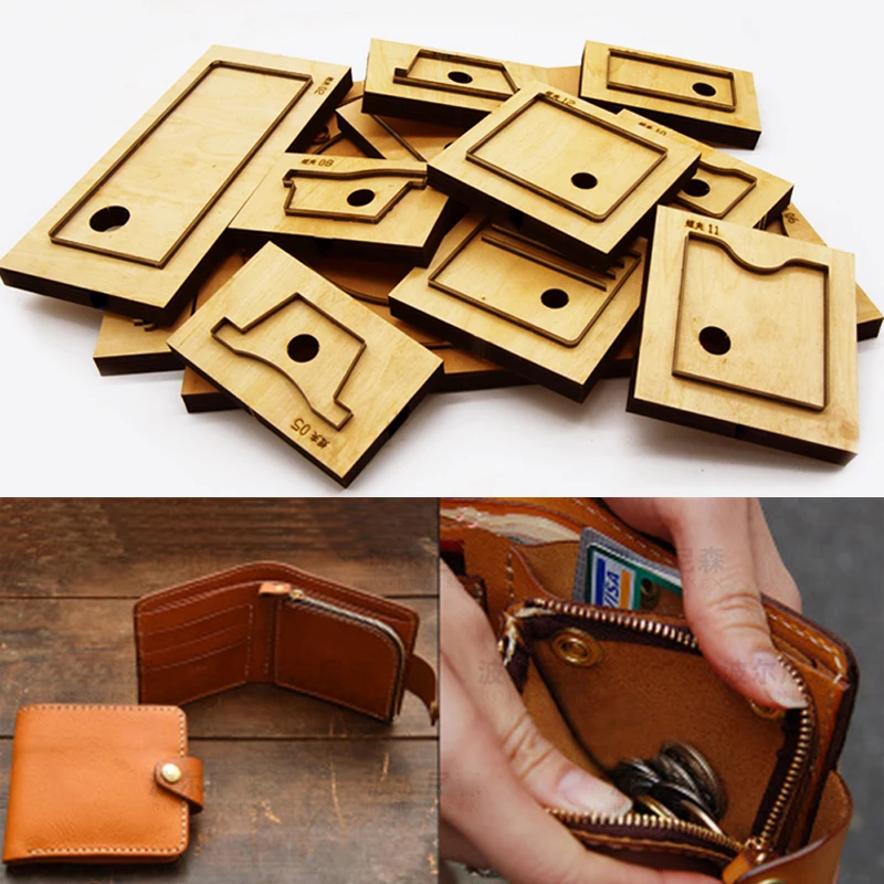 herramientas para cuero leather craft template fabric cutter card holder wallet zipper coin case cutting dies knife mould