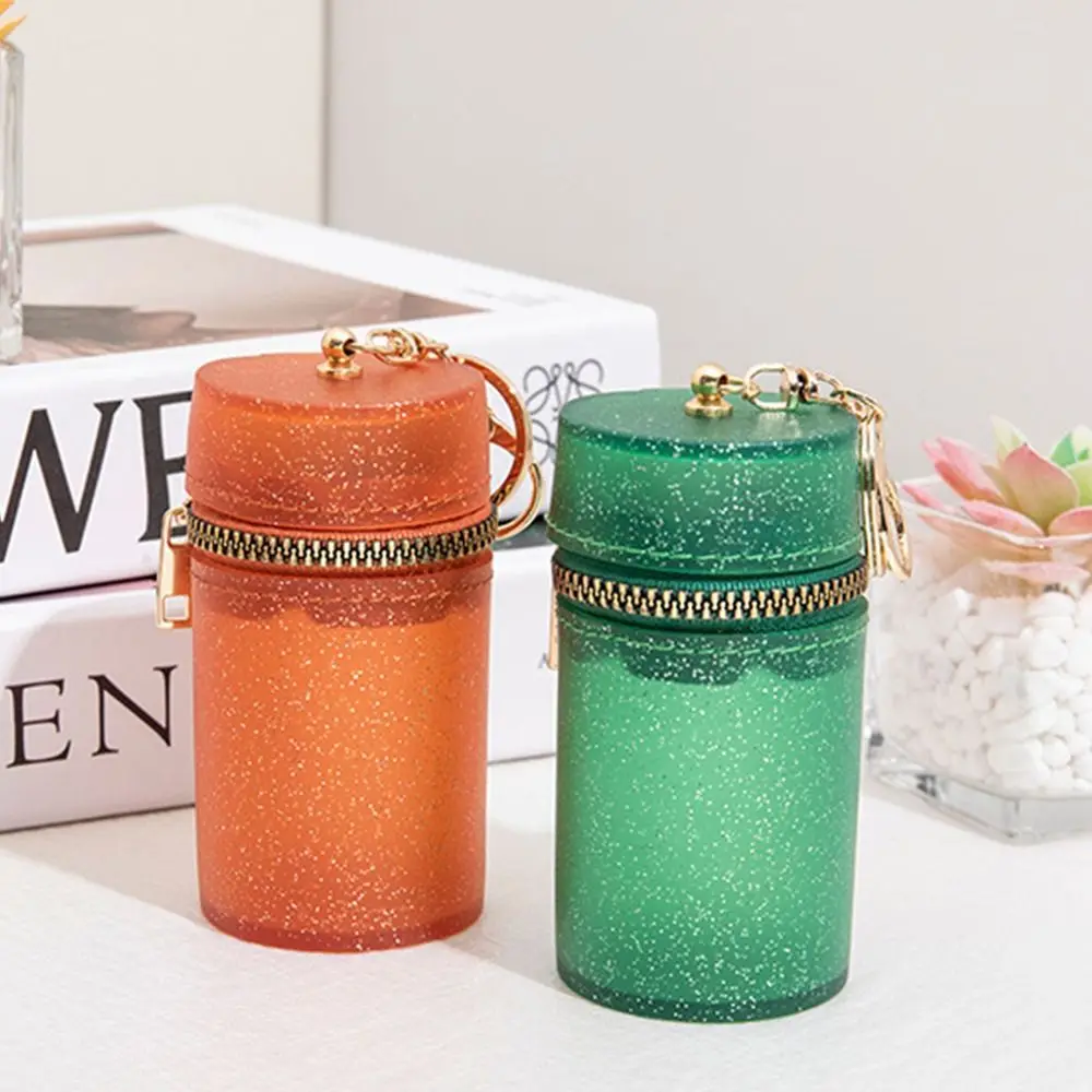 Solid Color Glitter Lipstick Storage Bag Multifunctional Fashion PVC Coin Purse Mini With Key Chain Transparent Lipstick Pouch