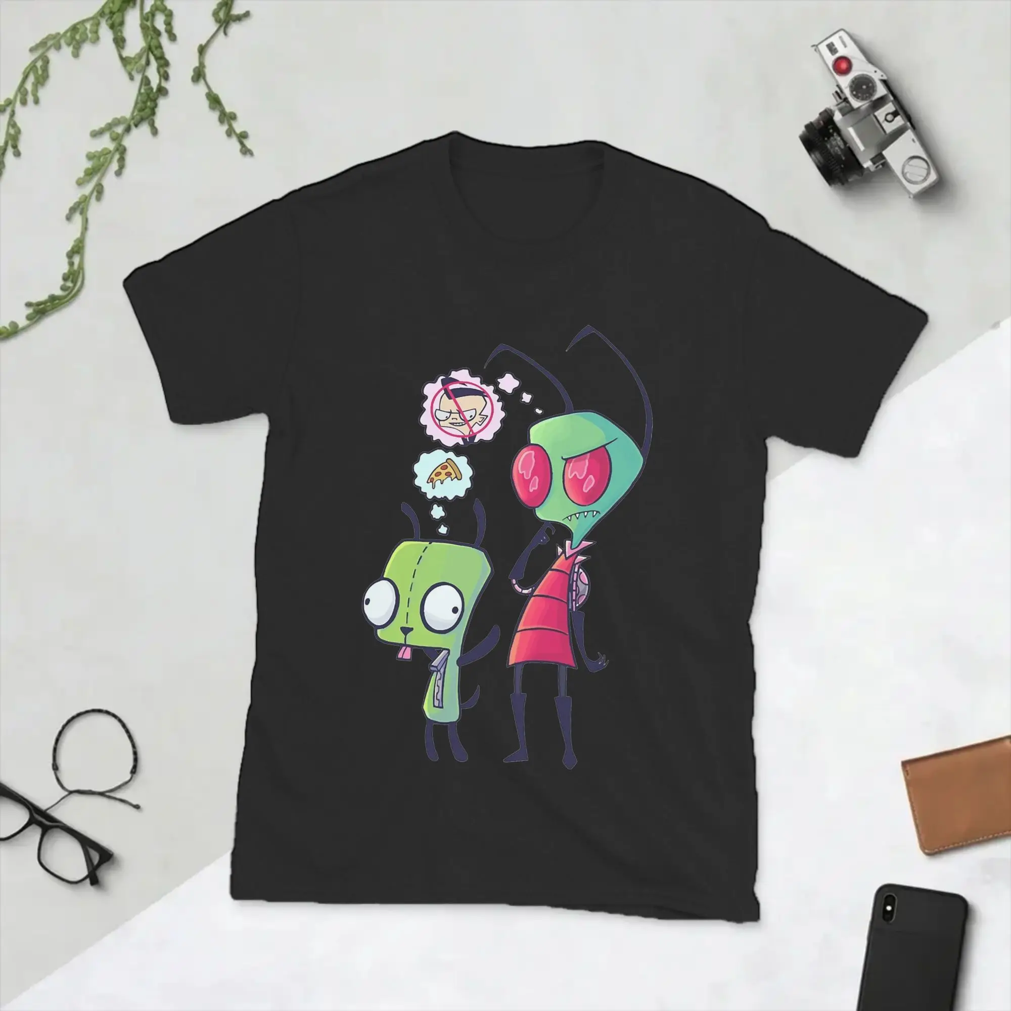 Gir and zim Invaders Zim T-Shirts Men  Funny Cotton Tees Crewneck Short Sleeve T Shirt Gift Clothing