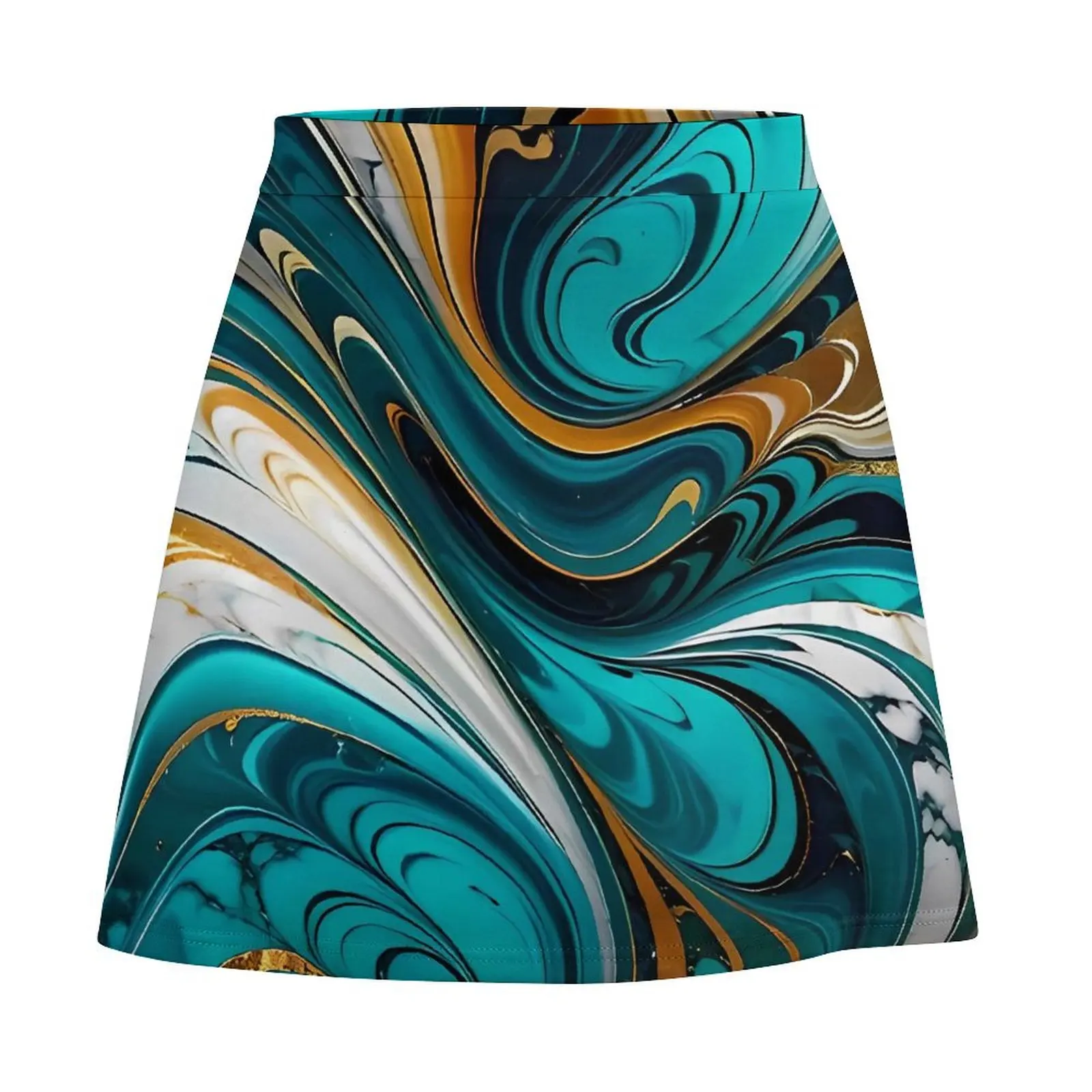 Abstract Blue Gold White Marble Skirt  Cute Mini Skirts Spring High Waist Custom Street Wear Casual Skirt Big Size