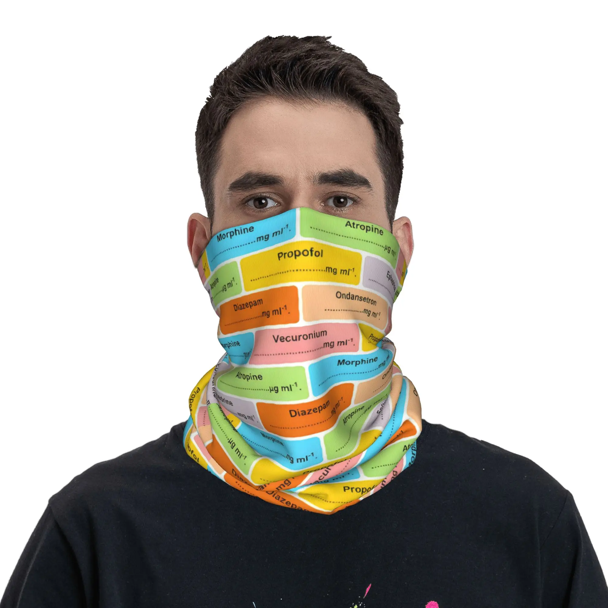 Medical Nurse Winter Headband Neck Warmer Men Women Ski Cycling Tube Scarf Anesthesia Medication Labels Face Bandana Gaiter image 4