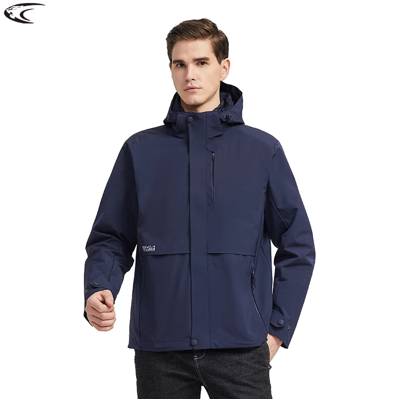 LNGXO Winter Fleece Jackets Men 3 In 1 Waterproof Warm Windbreaker Hiking Camping Skiing Raincoat Outdoor Windproof Jacket