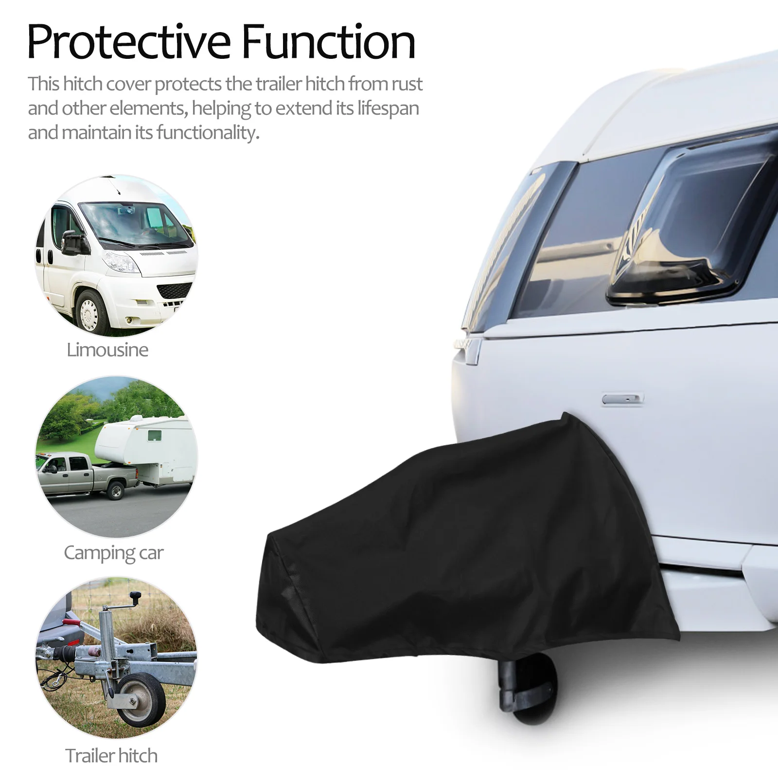 

Trailer Hitch Cover 103x30x67cm Black 600D Oxford Cloth Protective Caravan Dust Cover For Trucks With Storage Bag