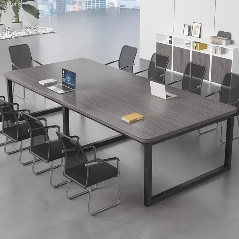 for Solid Wood Conference Table School Library Reading Desk Business Negotiation Long Table Training Combination Steel Wood