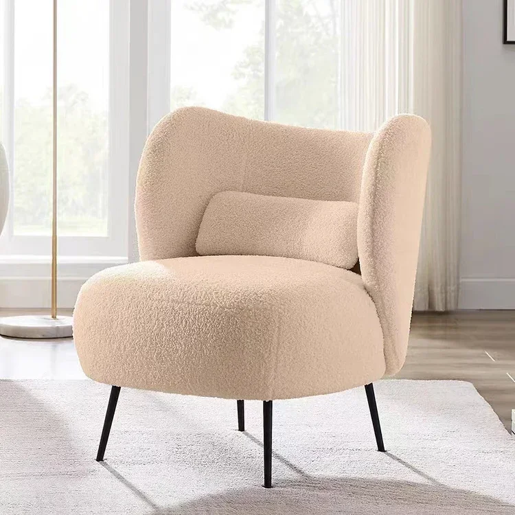 

l Hot Selling Velvet Living Room Armrest Leisure Boucle Fabric Upholstery Single Sofa Chair With Metal Legs