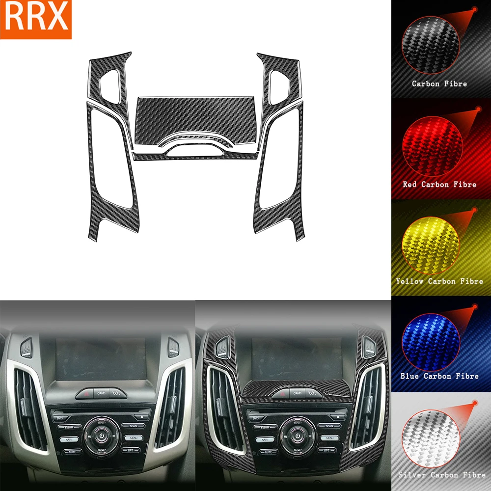 For Ford Focus MK3 2012-2014 Real Carbon Fiber Sticker navigation air vent control panel Car inside decorative Accessories