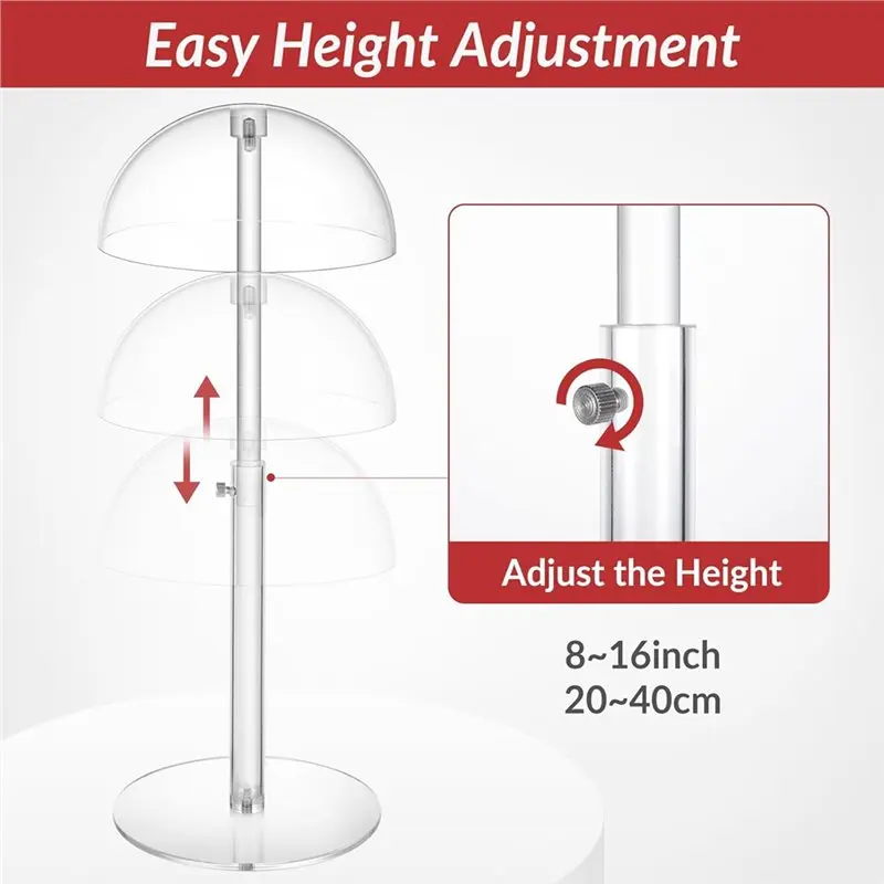 B84B Clear Acrylic Hat Display Stand, Countertop Hat Holder for Baseball Caps Cowboy Hats, Wig Display Stand for Closet,