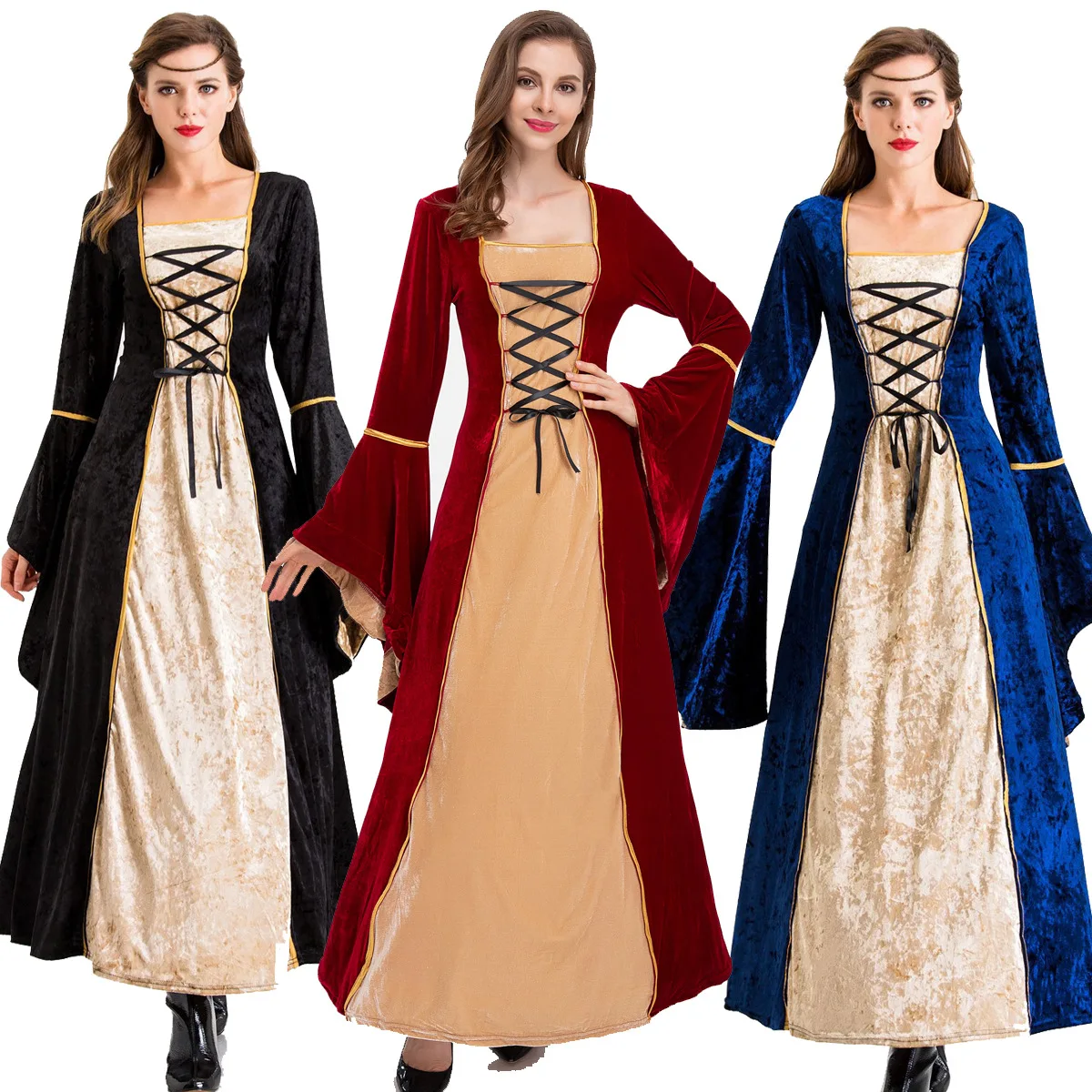 

European retro court skirt European medieval waist French dress Princess dress British style dress