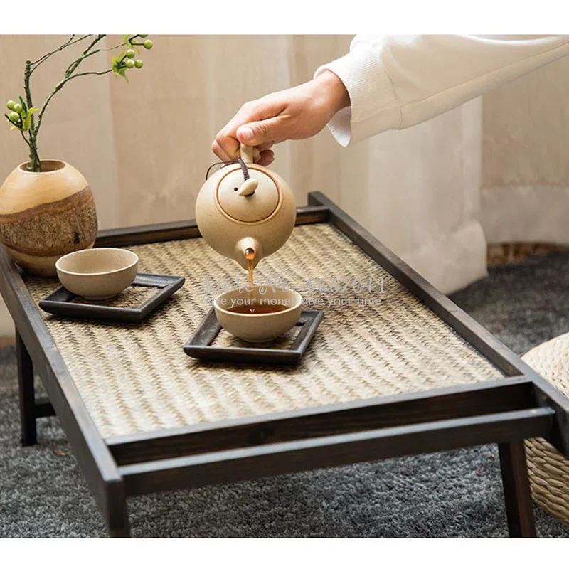 Thai Asian Style Furniture, Southeast Home Bamboo Tray, Breakfast Bed Serving Table, Foldable Legs Living Room Tray