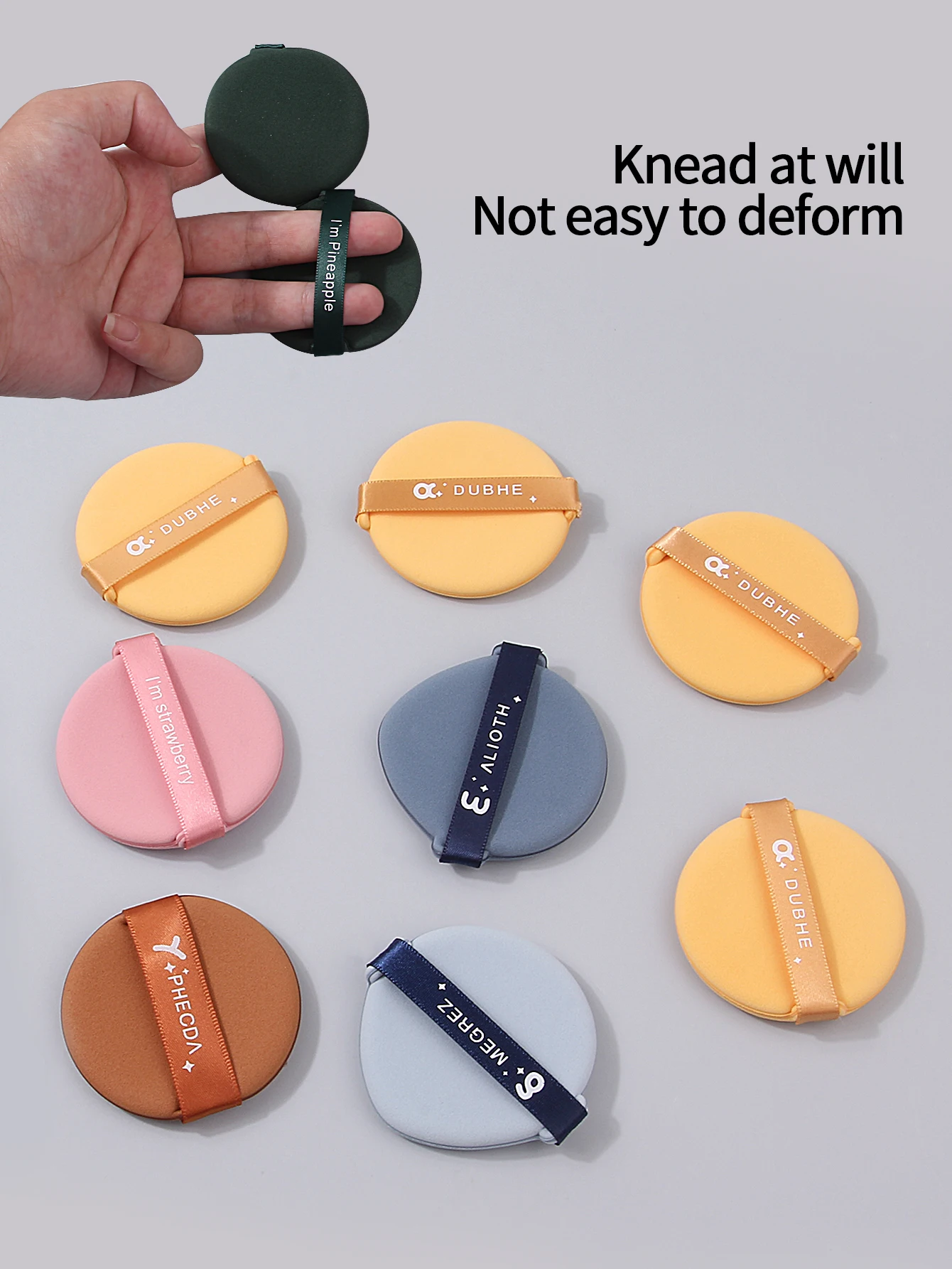 다양한 색상의 랜덤 믹스 에어쿠션 파우더 퍼프 10개, 매우 부드럽고 휴대가 간편한 완벽한 베이스 메이크업 도구