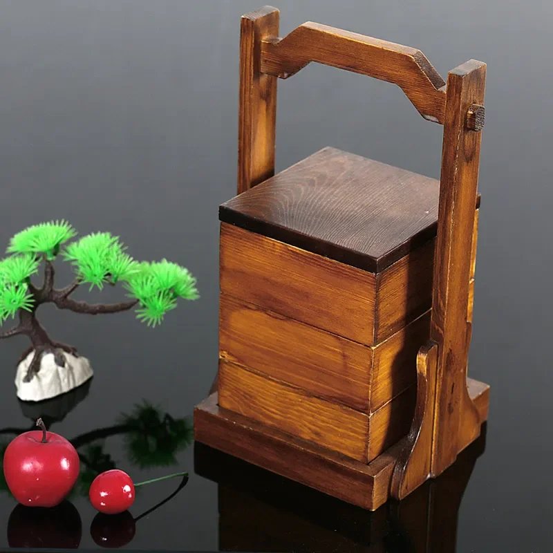 Portable Square Wooden Storage Box Multi Layer Creative Organizer for Jewelry Crafts Desktop Holder Durable Natural Wood Case