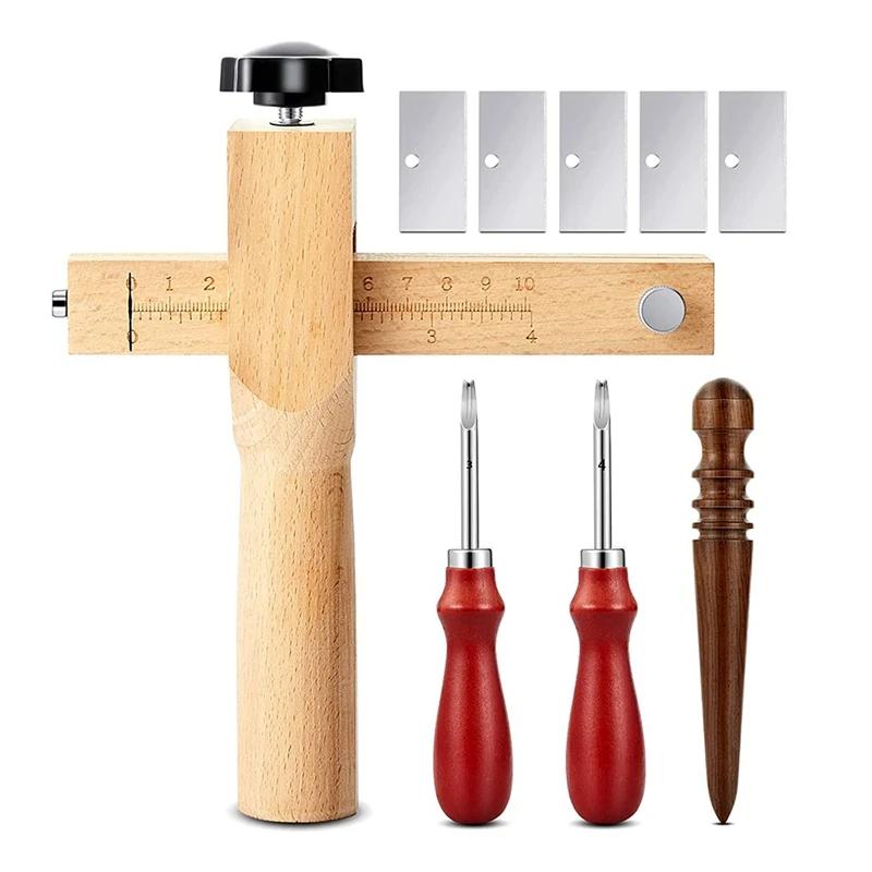 

4Pieces Leather Strap Cutter Adjustable Leather Strip Cutter Strap Cutter Sets With Polished Tools For DIY Craft Cutting