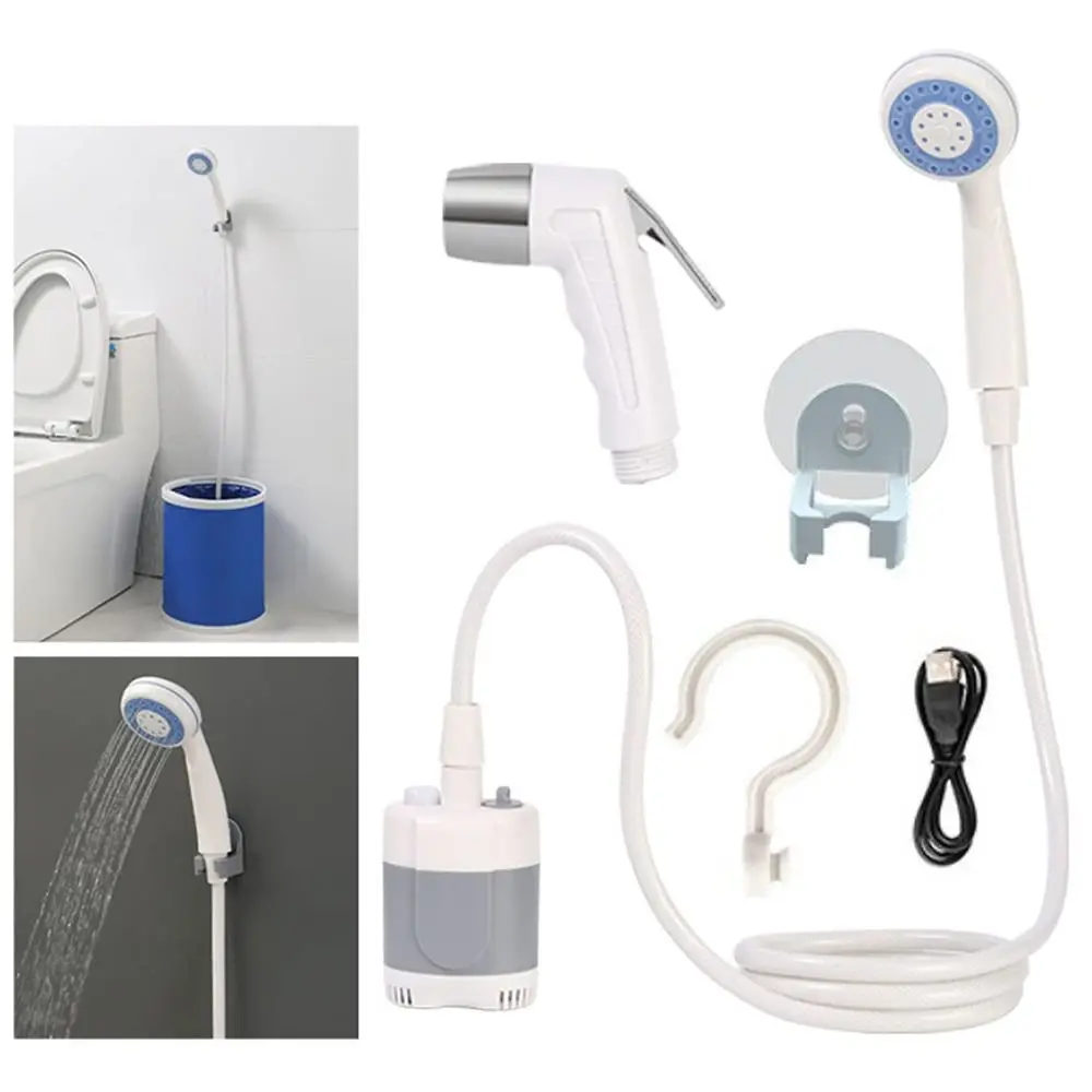 New 2200mAh Portable Shower Rechargeable Long-Lasting Camp Shower Pump Universal Camping Shower for Hiking Traveling RV