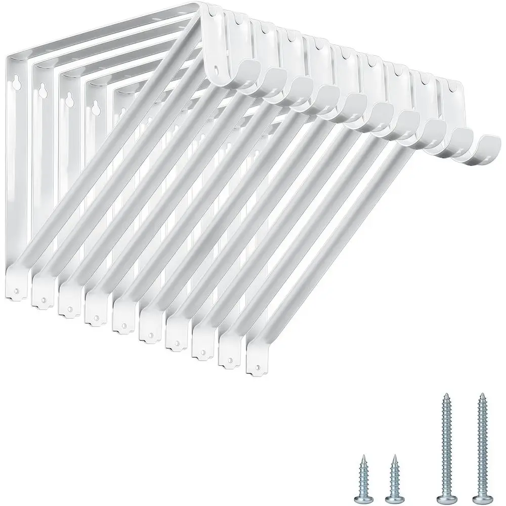 

10 Pack Heavy Duty Closet Shel & Rod Brackets, Wall Mounted Closet Shel Brackets, 11 x 9.45 Inch Closet Shel Brackets with Rod S