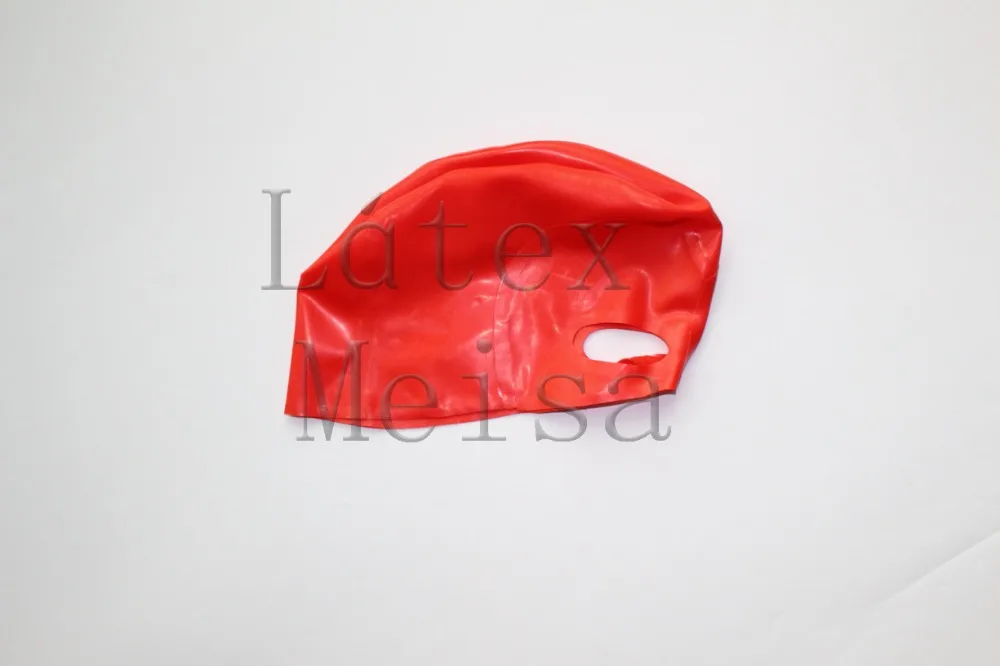 Half face Latex hoods rubber masks in red color without back zip