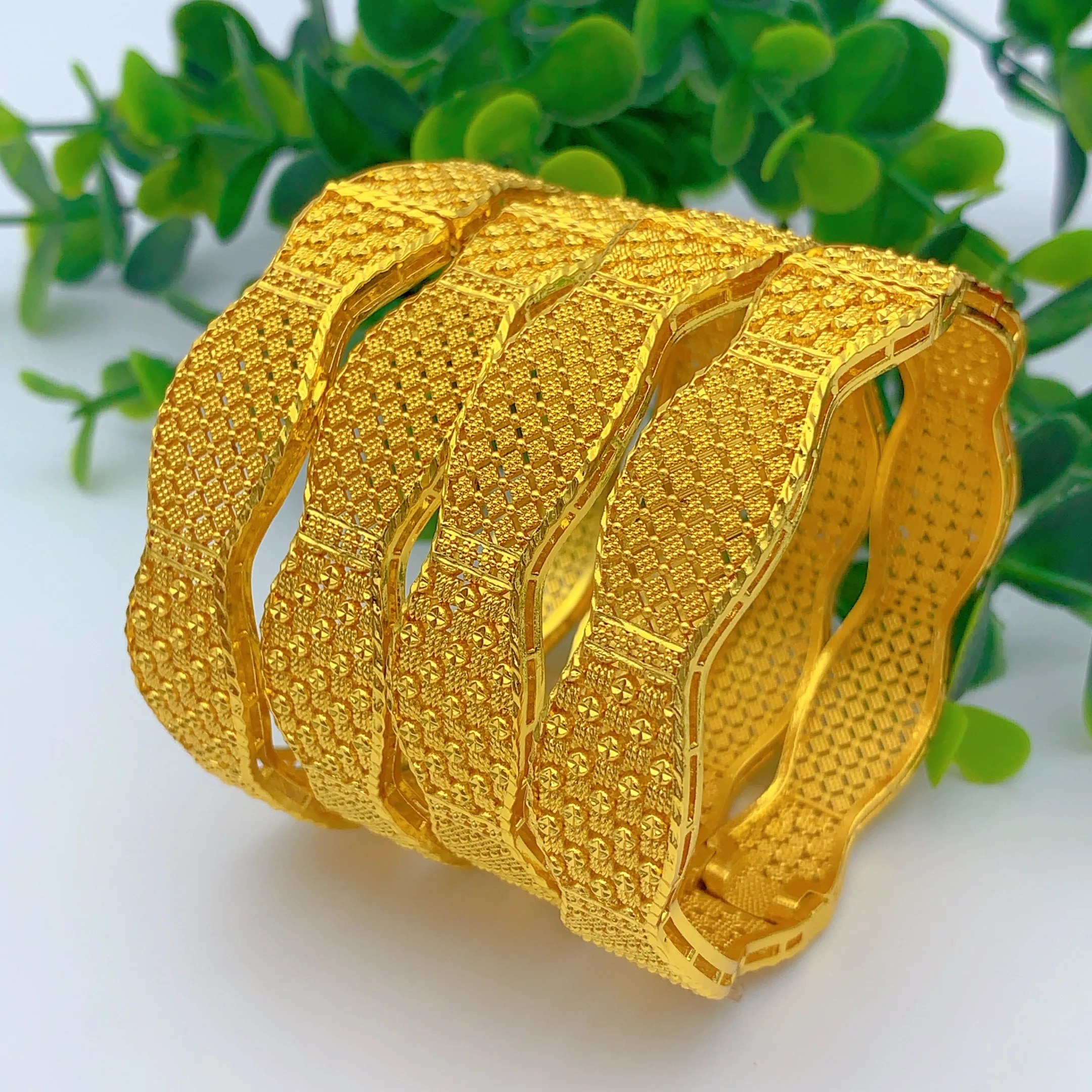 Indian Gold Color Bangles For Women Wedding Dubai Jewelry African Middle East Bracelets Arab Birthday Party Gift Jewelry