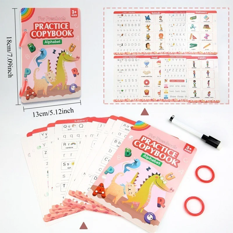 كتاب ممارسة الصناعة الصلبة للأطفال باللغة الإنجليزية مع تمارين الكتابة السحرية ومصنف تعليم الرسم من مونتيسوري الذين تتراوح أعمارهم بين 3-8 سنوات #6