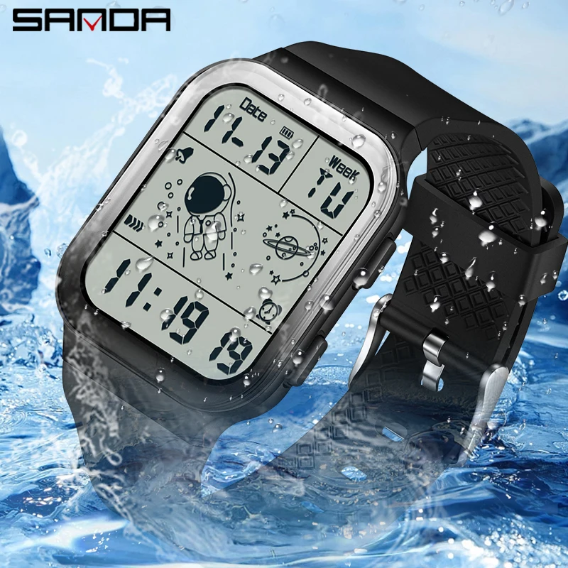 SANDA Brand Teenagers Student Watch Outdoor Sports LED Digital Timing Alarm Clock Calorie Waterproof Men's Lady Electronic Watch