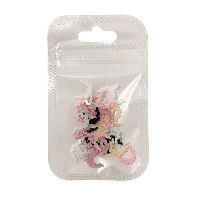 30PCS Mixed Colors Soft 3D Acrylic French Nail Art Lace Trim Skirt Hem Charms Accessories For Manicure Nails Decoration Supplies