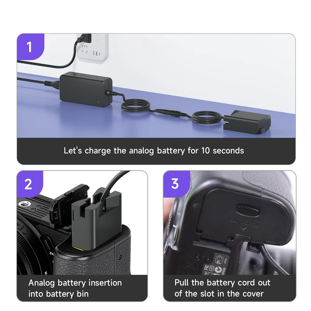 PALO EN-EL25 Camera Dummy Battery EN EL25 Coupler USB Type-C/AC Power Adapter for Nikon Z30 Z50 ZFC EL25 ENEL25 Camera